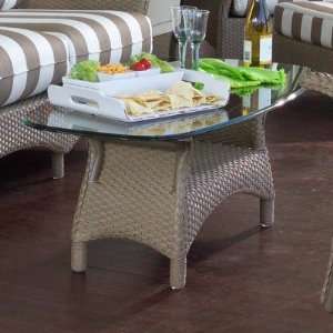   Glass Top Cocktail Table Finish Antique White Patio, Lawn & Garden