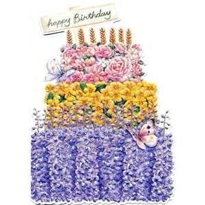   Birthday Greeting Card   Cake Made of Flowers