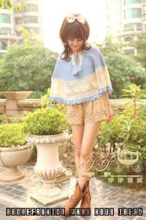   lovely sweet crocheted lace pearl embroidery knitted cape tops  