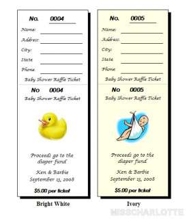 56 Personalized Baby Shower Raffle Ticket Favors  