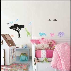 African Jungle Animal   Loft 520 Kids Nursery Home Decor Vinyl Mural 