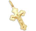 Solid 14K Yellow Gold Cross Pendant Signed 1.25  