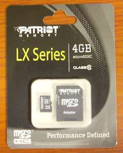 PATRIOT class 10 4GB micro SDHC SD Memory Card RETAIL  