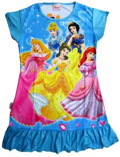 BLUE Nice 5 Princess Girls Night Dress Gown Pajamas Clothes QZ083 