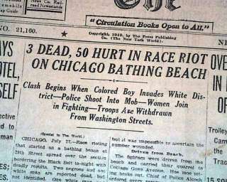 CHICAGO RACE RIOT Starts Red Summer 1919 Old Newspaper  