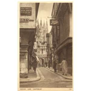 1910 Vintage Postcard Mercery Lane with view of Cathedral   Canterbury 