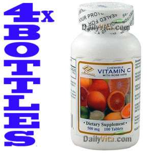 Natural Vitamin C + Rose Hips Chewable 500mg 100 Ct  