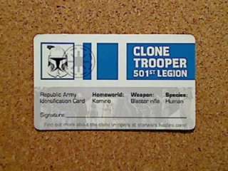 Star Wars  501st LEGION CLONE TROOPER & ID CARD Republic Army 