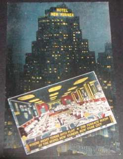 Unused linen postcard that features the Hotel New Yorker in Manhattan.