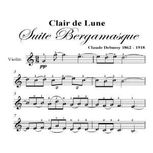   Clair de Lune Debussy Easy Violin Sheet Music Claude Debussy Books