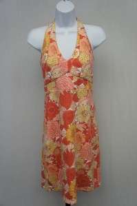 Ann Taylor Loft Pink/Yellow/White Floral Halter Dress Sz 2  