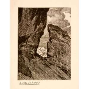 com 1907 Halftone Print Breche de Roland Natural Landscape Gap Cliffs 