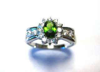 18K WGP Kate Middleton Engagement Ring / Green Emerald #8041 / Size 7 
