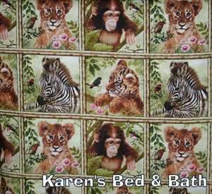 Baby Wildlife Safari Patch Monkey Zebra Tiger Lion Curtain Valance NEW 