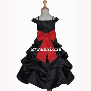BLACK RED BRIDAL WEDDING PAGEANT FLOWER GIRL DRESS 4 5 6 6X 7 8 9 10 