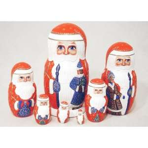  Carved Santa Russian Nesting Doll 7pc./8 Toys & Games