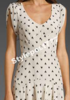 USA NEW $350 Rebecca Taylor Heart Printed Ikat 40s Silk Chiffon Dress 