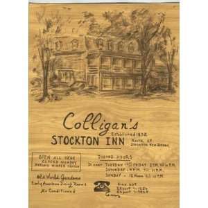  Colligans Stockton Inn Menu Stockton New Jersey 1966 