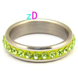 B6151 Size 11 Ladys Gemstone CZ Inlay Stainless 316L Steel Finger 