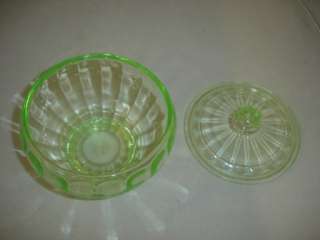 green depression candy dish with lid.  