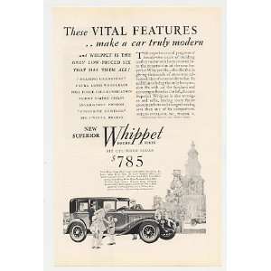  1929 Whippet Six Cylinder Sedan Vital Features Print Ad 