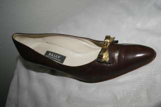 BALLY Women Golden Bow High Heel Pumps Shoes Sz 8.5 E  