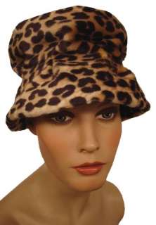Vintage Hat Leopard Faux Fur Felt Bucket Hat 1950’S  