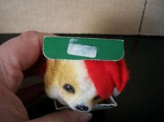 Vintage Josef Originals Flocked In Box Christmas Puppy  