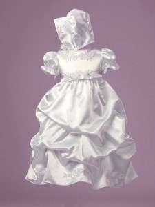 NEW White Satin Pick Up Christening Gown Sz 6 Months  