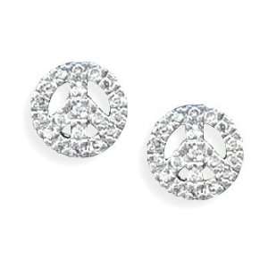   Sterling Silver CZ Peace Sign Earrings West Coast Jewelry Jewelry