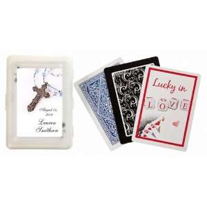 com Wedding Favors Blue Bead Rosary Design Personalized Playing Card 