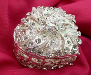 Heart Crystal Silver Wedding Coin Trinket Box Set ARRAS  