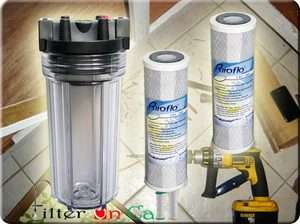 Heavy Duty Whole House Water Filter Housing & 2 Carbon Filter Standard 