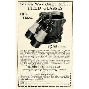  1926 Ad Henderson Brothers Field Glasses Binoculars British War 