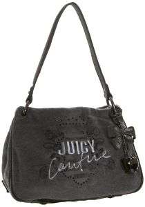 NEW Juicy Couture Velour Shoulder Handbag, Gray, NWT  