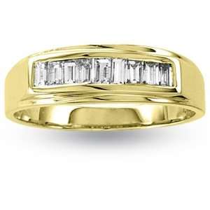 14k Gold Channel Set Wedding Ring has 0.75ct tw of Baguette Diamonds 
