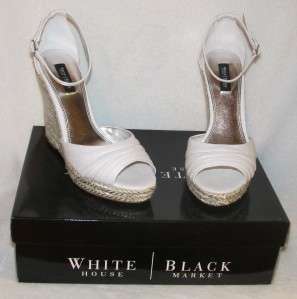 White House Black Market Silver Shimmer Cocktail Wedge 8.5 NIB 