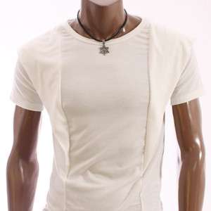 DOUBLJU Mens Casual Unique T Shirts Tee WHITE (DT5)  
