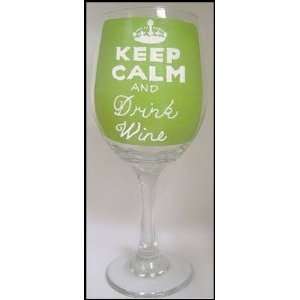    Keep Calm And Drink Wine Hand Painted Wine Glass