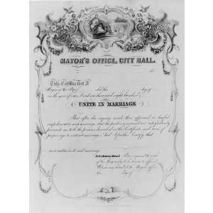 Marriage Certificate,c1857,Engraving by W. Kemble,Mayors Office,City 