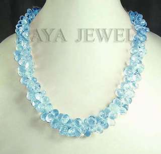 400Ct NATURAL BLUE TOPAZ FACETED BEAD GORGEOUS NECKLACE  