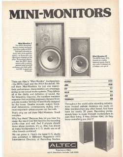 RARE 1974 Altec 887A Capri & 891A Bookshelf Speaker Ad  