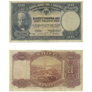  Albania ND (1926) 20 Franka Ari, Pick 3a 