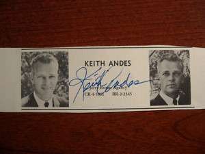 Keith Andes Signature Cut 8X2/Andy Griffith Show  