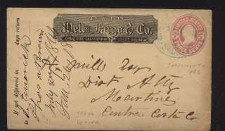 US Wells Fargo cover from Sacramento, Ca 1866 with letter  