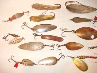 Lot 30 Vintage Fishing Lures Spinners Mepps Thomas Mooselook Gibbs 