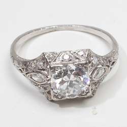 Antique Deco Diamond Platinum Engagement Ring Vintage  