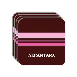 Personal Name Gift   ALCANTARA Set of 4 Mini Mousepad Coasters (pink 