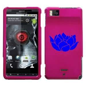  MOTOROLA DROID X BLUE LOTUS ON A PINK HARD CASE COVER 