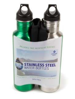 LifeLine Green 27 oz. Stainless Steel Water Bottle w/Neoprene Sleeve 